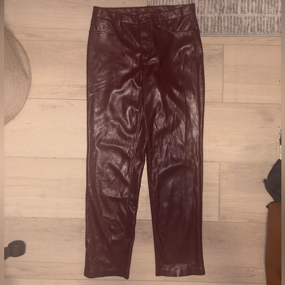 Burgundy Faux Leather Pants